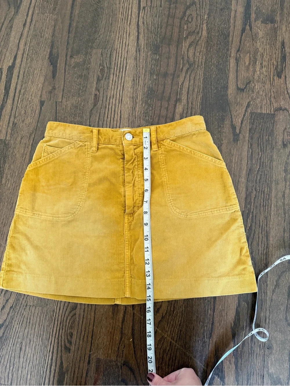 Re/Done Mustard Yellow Corduroy Mini Skirt
